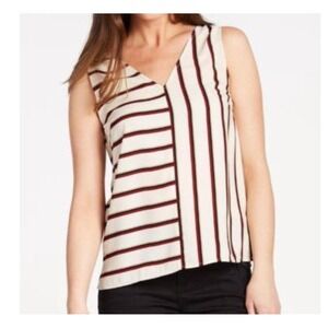 Anthropologie Sunday In Brooklyn Cream Mix Stripe V-Neck Pullover Tank Top Small
